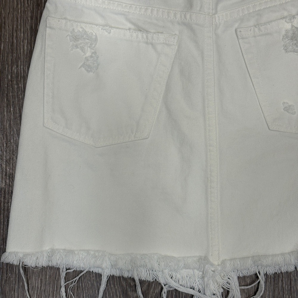 Moussy Vintage White Japanese Denim Ripliy Distressed Mini Skirt 25 Going Out - Picture 9 of 10